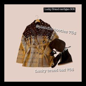 LUCKY BARND LEATHER BAG AND CARDIGAN + SPLENDID BOOTIES